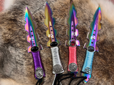 Aurora Borealis Athame - 7.5" Satin Handle Altar Dagger with Sheath Set 2
