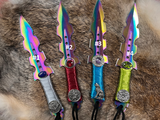 Aurora Borealis Athame - 7.5" Satin Handle Altar Dagger with Sheath Set 3