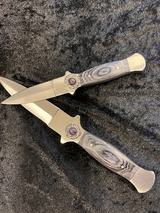 Athame Stainless Steel Black Wood Handle Amethyst Runes Viking Norse Two Sizes