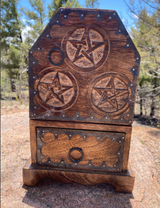 Large Hand-Carved Apothecary Cabinet