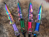 Aurora Borealis Athame - 7.5" Satin Handle Altar Dagger with Sheath Set 1