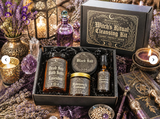 Witch's Ritual Cleansing Kit | Witchcraft Gift Box | Pagan Self Care Set | Black Salt, Candle, Bath Salts & Cleansing Spray | Gothic Gift