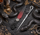Lilith Athame and Hand Forged Scribe Set – 6.5” Ritual Dagger with Black Serpent, Metallic Red Finish & Magnetic Sigil Box