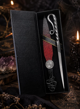 Lilith Athame and Hand Forged Scribe Set – 6.5” Ritual Dagger with Black Serpent, Metallic Red Finish & Magnetic Sigil Box