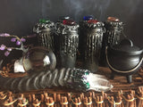 DIY Ritual Witchcraft Spell Jar Handmade Pewter Black Glass Jewel Top Hinged - Choose Ritual
