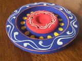 Ceramic Incense Burner Cones Sticks Thick Hand Painted 4 Inches (Blue)