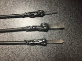 Witch's Needle - Stainless Steel Heavy Crystal Point Pewter Black