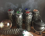 DIY Ritual Witchcraft Spell Jar Handmade Pewter Black Glass Jewel Top Hinged - Choose Ritual