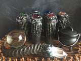 DIY Ritual Witchcraft Spell Jar Handmade Pewter Black Glass Jewel Top Hinged - Choose Ritual