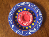 Ceramic Incense Burner Cones Sticks Thick Hand Painted 4 Inches (Blue)