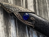 Athame - Blue Glass Celtic Stainless Steel Double Sided Unsharpened Blade (dagg-1102)
