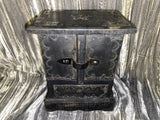 Large Apothecary Cabinet Black Three Drawer Heavy 10 x 7 Inches (APTH-1014)