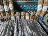 Witch's Apothecary Box with Herbs and Gemstone Glass Vials + Spells (Triquetra)