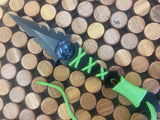Athame - Green Celtic Purple Glass Black Blade 7.5 Inches