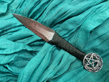 Athame / Dagger - Small - Black / Red Metallic Celtic Silver Pentacle 6.5 Inches (T12)