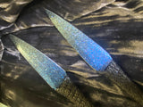 Ombre Athame Dagger: Royal Blue Teal, Pentagram, Glass Stone, 6.5 Inch