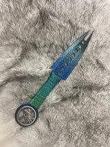 Raven Pentagram Athame: Black Split Blade, Teal Green Ombre - 6.5 Inch DAGG-1034