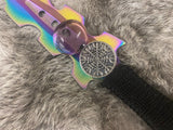 Athame / Dagger - Small - Aurora Borealis Helm of Awe Purple Stone 7.5 Inches (MINI-1006)