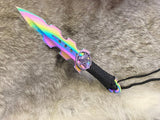 Athame / Dagger - Small - Aurora Borealis Celtic Raven Pentacle 7.5 Inches (mini-1036)