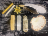 Smudging Gift Set: Sage, Selenite, Palo Santo, Scallop Shell & Handmade Feather