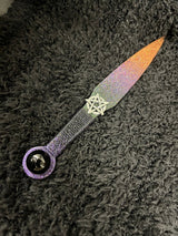 Small Athame Dagger: Ombre Metallic, Black Onyx, Pentacle - 6.5 Inch (MINI-1096)