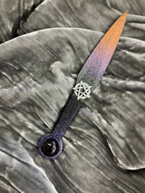 Small Athame Dagger: Ombre Metallic, Black Onyx, Pentacle - 6.5 Inch (MINI-1096)