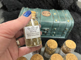 Witch's Herb Chest: Green Hand-Painted Box with 8 Glass Jars & Spells