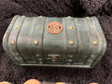 Witch's Herb Chest: Green Hand-Painted Box with 8 Glass Jars & Spells