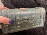 Witch's Herb Chest: Green Hand-Painted Box with 8 Glass Jars & Spells