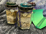 Money Drawing Ritual Jar: Prosperity Spell Candle with Herbs & Gemstones