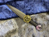 Athame / Dagger - Small - Black / Bronze Pentacle Purple Glass Stone 6.5 Inches (MINI-1051)