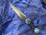 Small Athame Dagger: Black Blade, Tree of Life, Blue Stone - 6.5 Inch