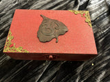 Red Metallic Metal OM Leaf Box - 6x3.5x2 Inches Handmade