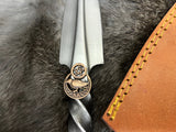 Hand Forged Railroad Spike Athame: Copper Raven Celtic Moon Pentacle