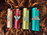 Lighter Case for Bic with Pagan Symbols - One Lighter Metal Metallic Color