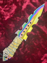 Athame / Dagger - Small - Rainbow Crystal Pentacle Embellishment 7 Inches