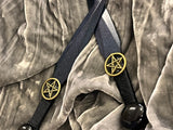 Athame / Dagger - Bronze Pentacle Color Changing Purple Green Metallic Accents 6.5 Inches (MINI-1080)