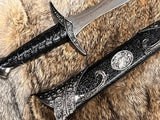 Athame - Raven Moon Phases Celtic Stainless Steel Double Sided Unsharpened Blade (DAGG-1136)