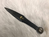 Athame / Dagger - Bronze Skull Black Blade Metallic Accents Bronze Glass Stone 6.5 Inches (MINI-1081)