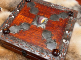 Red Mango Wood Box: Banded Agate Gemstone