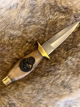 Athame - Brass and Wood Handle 7.5 inches Raven Moon Pentacle Celtic