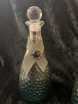 Painted Glass Jar: Gemstone, Crystal Cork, Ombre Texture