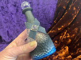 Hand Painted Moon Water Glass Jar: Amethyst Gemstone Crystal Cork