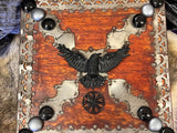 Handmade Red Mango Wood Box: Viking Raven Vegvisir 8x8x3 Heavy