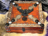 Handmade Red Mango Wood Box: Viking Raven Vegvisir 8x8x3 Heavy