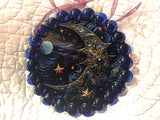 Handmade Celestial Moon Suncatcher: Blue Glass & Acrylic Disc