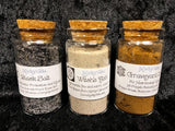 Witch's Collection: Graveyard Dirt, Black Salt & Ash - 3 Inch Glass Jars