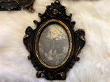 Three Antiqued Frames Lot with Witchy Theme Black Candles Apothecary Moth Handmade Small 002