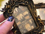 Three Antiqued Frames Lot with Witchy Theme Black Candles Apothecary Moth Handmade Small 002