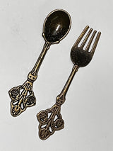 Mini Vintage Tibet Bronze Incense Spoon and/or Fork Hand Cast